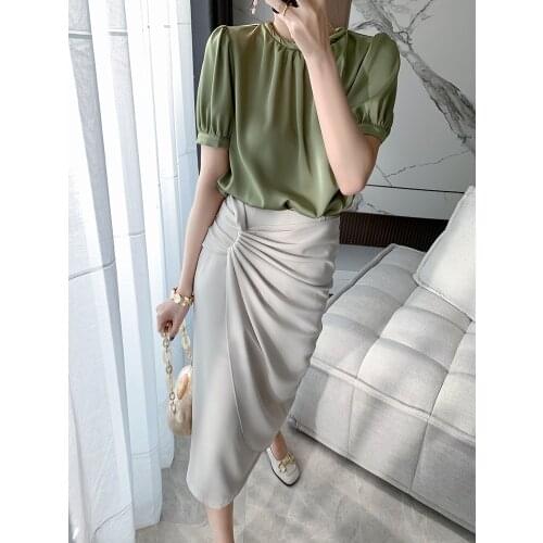 Twisted Decorative Three-dimensional Womens Half Skirt High Waist Pleated TemperamentThin Irregular Niche Long Skirts