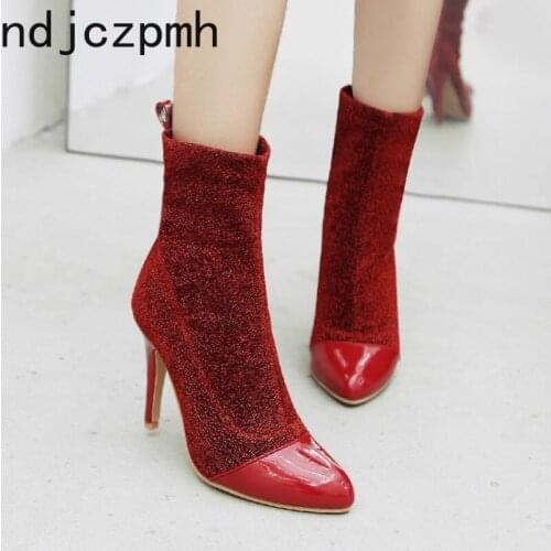 Ankle Boots Autumn and Winter The New Fashion Sexy Pointed Fine Heel High Heel Short Tube Womens Shoes Size 32-44 10cm High
