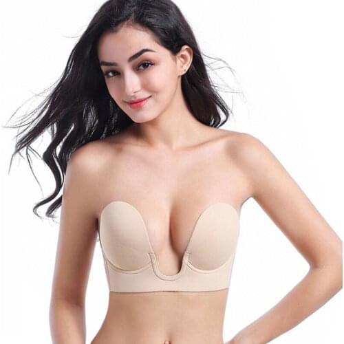 2020 Women Bras Push Up Invisible Bra Strapless Sticky Adhesive Backless Bras Reusable Bras Dress Wedding Sticky Silicone
