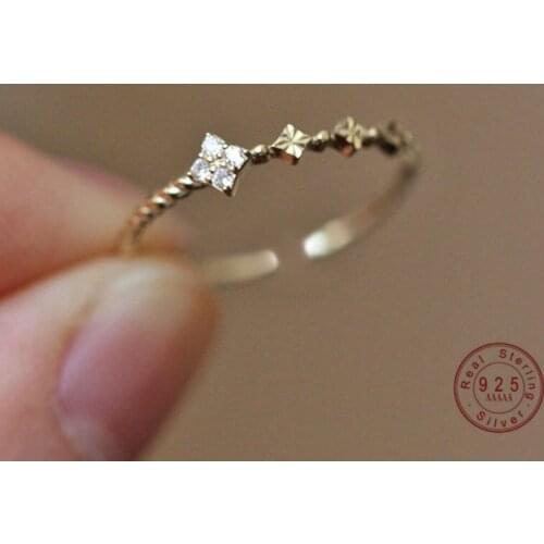 HI MAN 925 Sterling Silver Micro-Inlaid Zircon Flower Opening Adjustable Ring Women Temperament Wedding Banquet Jewelry