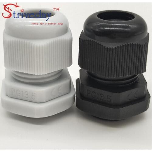 10pcs/lot White Black PG13.5 Nylon cable gland Wiring Accessories LED cable connector waterproof Gland