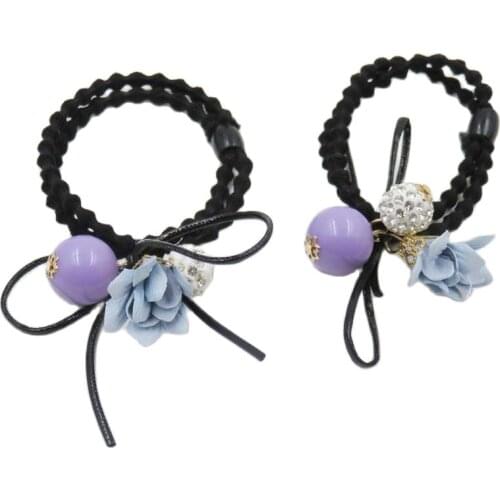 10PCS/LOT Purple Ball Flower Elastic Hair Bands For Girls Bohemian Headband Scrunchy Fashion Kids Hair Accessories For Women