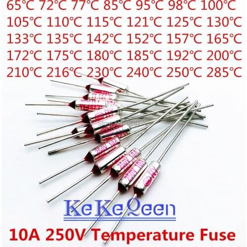 100PCS TF RY- (65C~100C~125C~184C/185C~285C degree) 250V 10A Metal shell Temperature Fuse for electric cooker pressure cooker