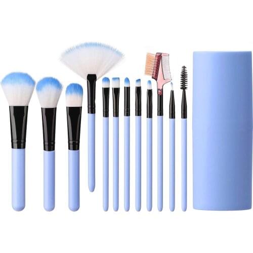 12 Pcs Makeup Brush Set, Premium Cosmetic Foundation Blending Blush Concealer Eye Shadow, Blush Brush Tools (Blue)
