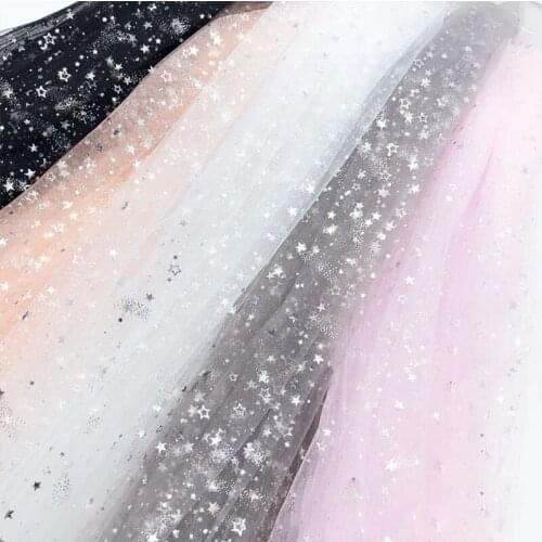 150 CM Wide Soft Yarn Hot Silver Meteor Mesh Star Yarn Fabric Stage Clothing Fabric DIY Headdress Accessories Headdress