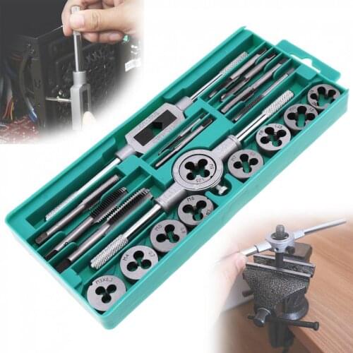 20pcs/lot Tap & Die Set 1/16-1/2 Inch NC Screw Thread Plugs Taps Alloy Steel Hand Screw Taps