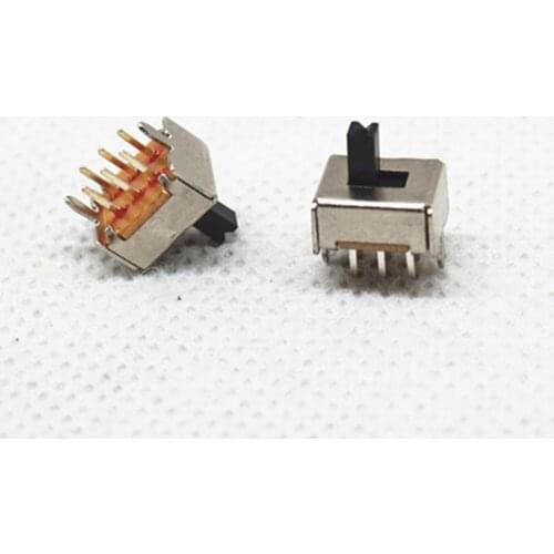 200PCS SS22D07 SS-22D07 6PIN 2P2T DPDT toggle switch side slide switches handle 4mm ROHS Free shipping D