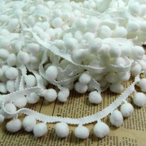 2015 NEW Fashion decoration Pompom Ribbon Trim Bobble Braid Christmas lace decoration ball ribbon 2CM 19Yards/lot white
