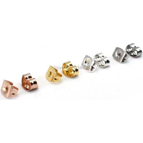 3.5x5mm 4.5x6mm rose gold color stainless steel earring back plug womens jewelry accessories findings components parts 200pcs
