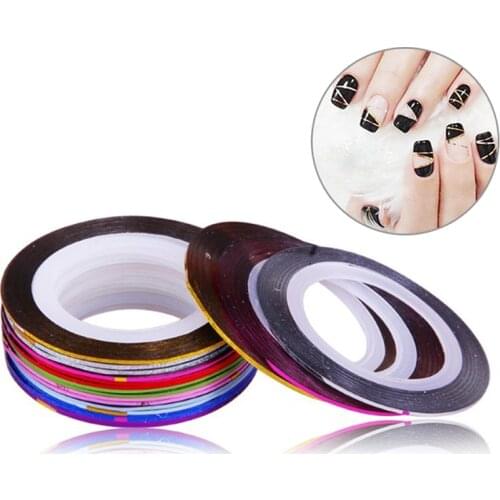 30Pcs 20m Rolls Nail Art Striping Tape Line Decoration Sticker DIY Decals Mixed Colors