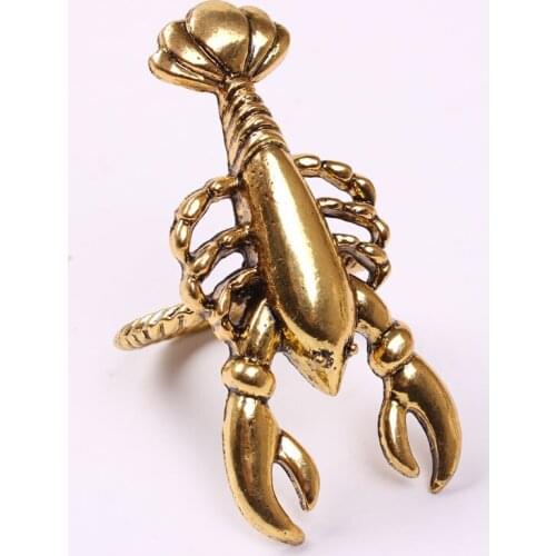 6pcs Alloy lobster napkin buckle Electroplated Epoxy metal prawns napkin ring Soft sample model room hotel table