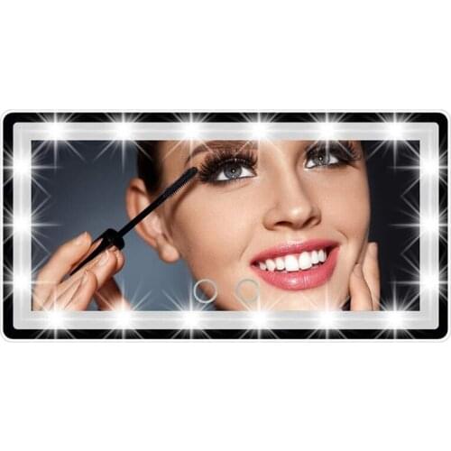 Car Visor Makeup Mirror Adjustable Brightness Touch Screen Design Mirror Auto Makeup Tool Excellent Gift for Women F19A