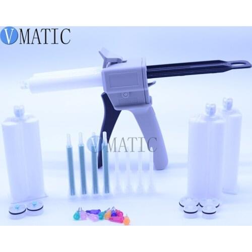 Free Shipping 1Pc 2:1 1:1 Universal 50ml Manual Dispense Glue Gun With 4pcs Cartridges & 5Pcs Static Mixing Tips