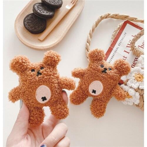 Cute Plush Bear Case for Apple Airpods 1 2 Bluetooth Earphone Charge Case Protective Cases Skin Accessories Headphones Case