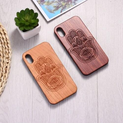 For iPhone 12 Mini 11 Pro Max XS X XR SE2 8 7 6S Plus Wood Solid Rosewood Vintage Floral Laser Relief Texture Back Cover Case