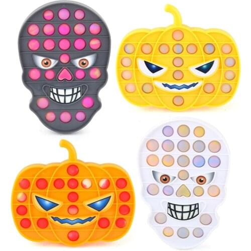 Stress Relieve Toys Bubble Popping Game Push Fidget Sensory Toy Funny Pumpkin Skull Party Anti Stress Toy Gifts for Adult Kids