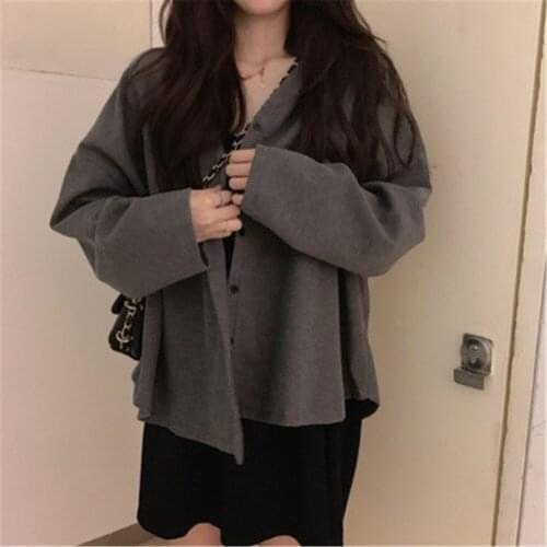2021 Autumn New Fashion Tide Cardigans Womens Solid Vintage Open Stitch Long Sleeve Casual Trendy Korean Style Students Basic