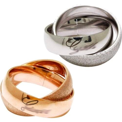 Fashion Simple Frosted 6 mm Wide Titanium Steel Rings For Women Man Rose Gold Silver Color 2 In 1 Finger Jewelry Rings 2021
