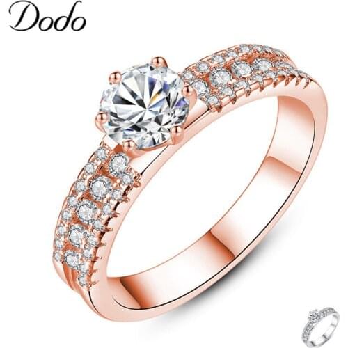 3 Lines Cubic Zirconia Six Claws Ring Accessories Rose Gold Color & Silver Color Rings Wedding Jewelry Anillos Anel Bijoux R289