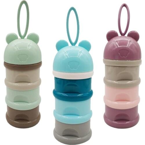 3 layer Frog Style Portable Baby Food Storage Box Essential Cereal Cartoon Milk Powder Boxes Toddle Kids Formula Milk Container