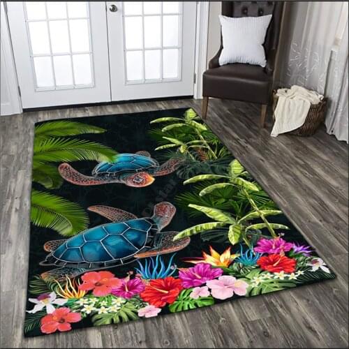 Turtle Couple Rug Floor Mat Rug Non-slip Mat Dining Room Living Room Soft Bedroom Carpet 01