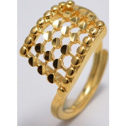Grid Dubai African Small Gold Color Rings for Women Girls Arabian Middle East Jewellery Little Bangs Woman Mama Best Gifts