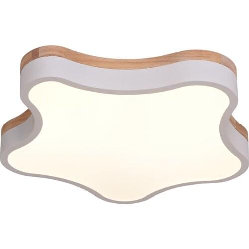 Nordic Minimalist Bedroom Starfish Ceiling Lamp Macaron Solid Wood Lights Childrens Room Star Cartoon Log Study Lighting