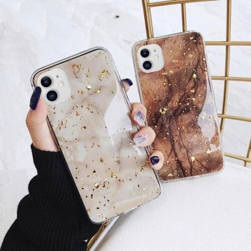 Fashion Marble Phone Case For iPhone 11 Pro Max X XR XS 6 6s 7 8 Plus 12 Mini Luxury Gold Foil Vintage Pattern Fundas Back Cover