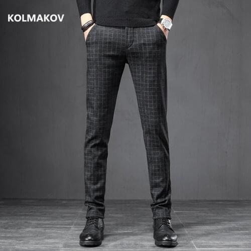 2021 spring new style Pant Male fashion warm Plaid trouser autumn mens Casual Pants Mens business trousers men size 27-38