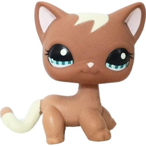 LPS CAT Real pet shop cute toys standing #1170 brown short hair cat green eyes old rare animal kitten gift toys for children