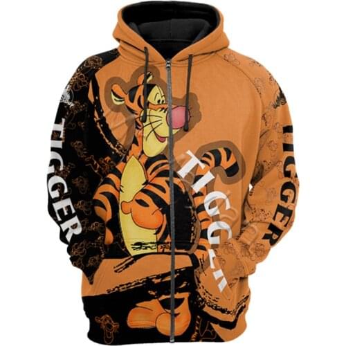 New Cute Animal Tiggers 3D Jacket Men/women Casual Streetwear Hoodies Boys Hip Hop Kawaii Hood Sweatshirts Mens Hipster Clothes