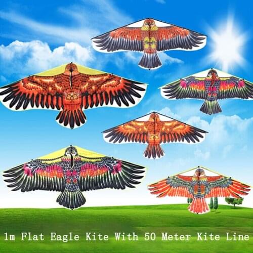 1m Flat Eagle Kite With 50 Meter Kite Line Children Flying Bird Kites Windsock Outdoor Toys Garden Cloth Toys For Kids Gift
