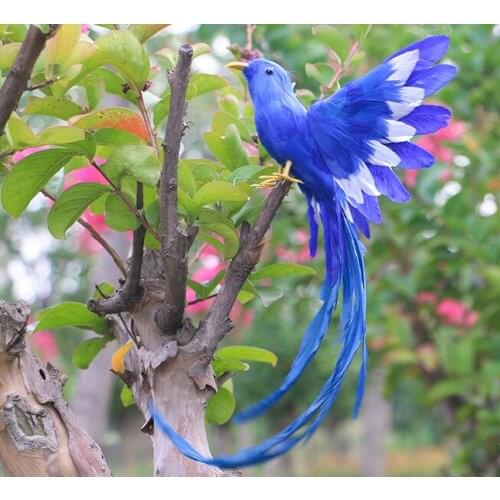 Real life toy bird blue feathers bird about 28x20cm spreading wings vivid bird model handicraft garden Decoration props h0978