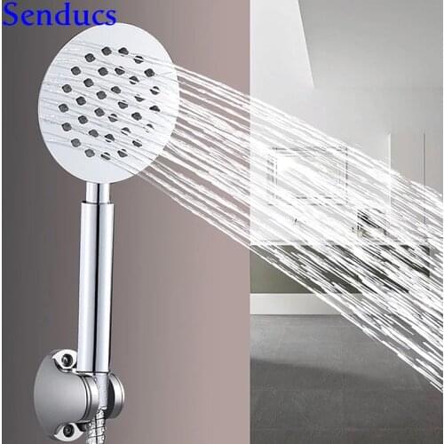 Senducs Stainless Steel Bathroom Shower Head Quality Polished Chrome Bath Hand Shower Holder Water Saving Hand Shower Filter