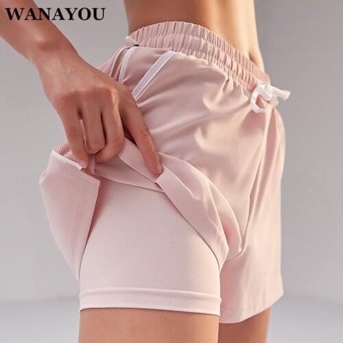 WANAYOU Women Elastic Band Yoga Shorts,Anti-glare Lining Jogging Shorts Sportswear Pant,Adjustable Zipper Fitness Training Short