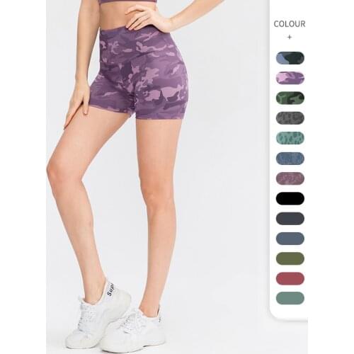 Prints High Waisted Fitness Workout Shorts Women Naked-feel Super Stretchy Athletic Shorts Female Yoga Trainning Running Shorts