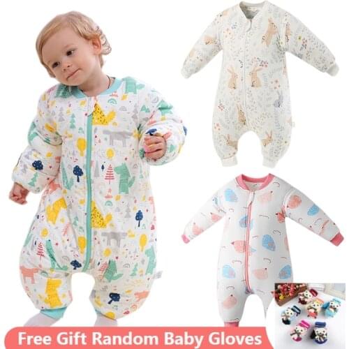 Baby Sleeping Bag for Newborn Cotton Long Sleeve Winter Baby Clothes Infant Boy Girl Split Leg Slaapzak Sleepwear Kids Jumpsuit