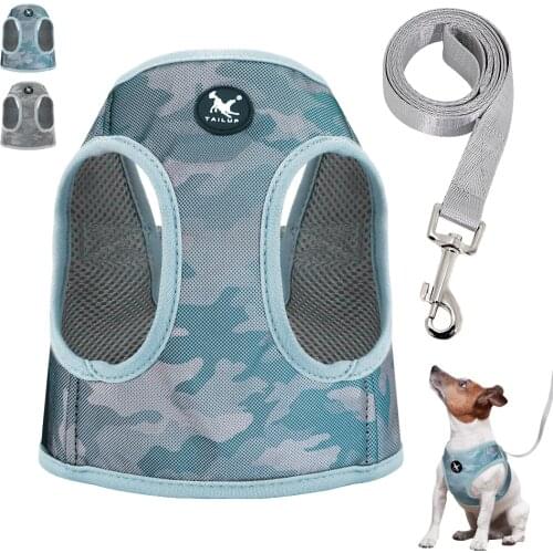 Reflective Nylon Dog Harness Leash Set Adjustable Puppy Harness Vest Soft Mesh Pet Harnesses Leash Lead For Small Medium Dogs