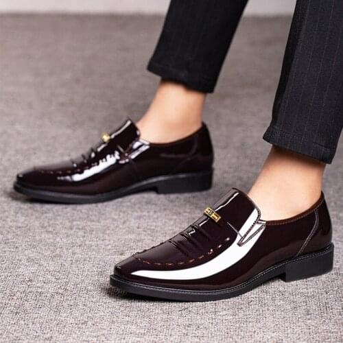 Size 48 Dress Leather Shoes Men Loafers Office Party Shoes for Men Formal Patent Leather Shoes Business Wedding Shoe Oxford New
