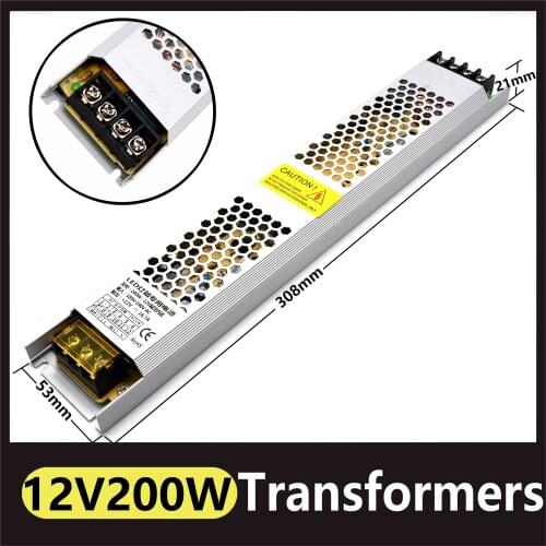 Ultra Thin LED Strip Power Supply AC190-240V To DC12V 16.6A Electronic Transformer 200W LED Driver Power Adapter