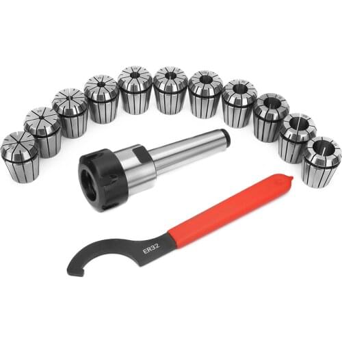 1Pcs High Accuracy MT3-ER32 Milling Cutter Shank Tool + 11Pcs ER32 Collet Chuck For Milling Machine Lathe
