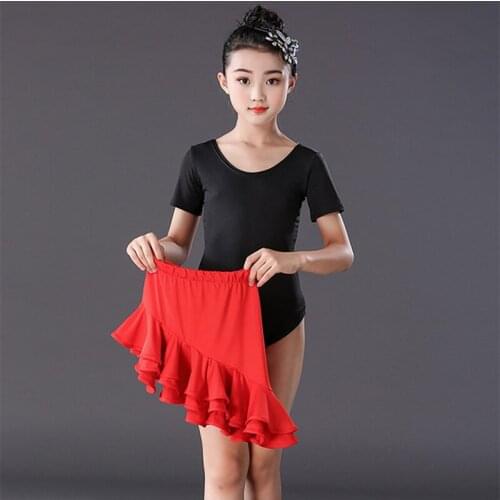 New Girls Latin Dance Skirt Ballroom Salsa Tango Skirts Kid Child Lace Latin Dance Split Dress With Leotard And Skirt