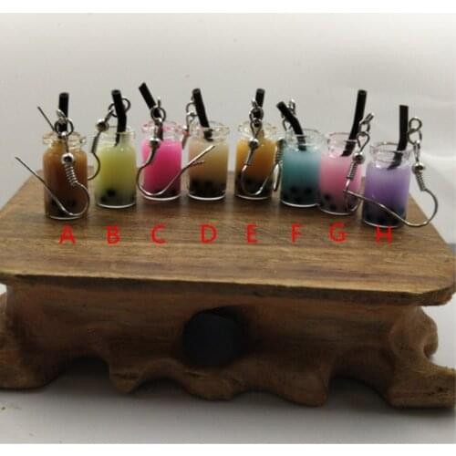 1pair New Womens Fashion Brand Jewelry earrings Fruit Juice Cup Drop Earrings Pearl milk tea Cute Summer Style Dangle Earrings