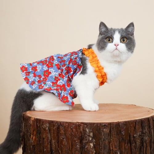 Pet Clothes Summer Vest For Dogs Printed Dress With Halter Small Dog Cat Clothes Akita Chihuahua Puppy Summer T-shirt For Cats