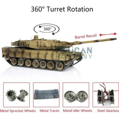 1/16 2.4G Heng Long 7.0 Leopard2A6 RC Tank 3889 360 Turret Barrel Recoil TH17651-SMT4