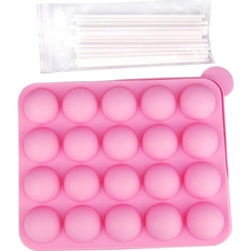 1PC 20 Holes Silicone Cake Pop Mold Cupcake Lollipop Sticks Baking Tray Stick Chocolate Soap DIY Mold Cake Decorating Stencil