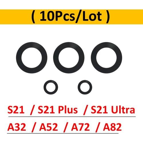 10Pcs/Lot, Camera Glass Lens Back Rear Camera Glass Lens For Samsung A32 A52 A72 A82 S21 Plus S21 Ultra with Glue Repair Parts