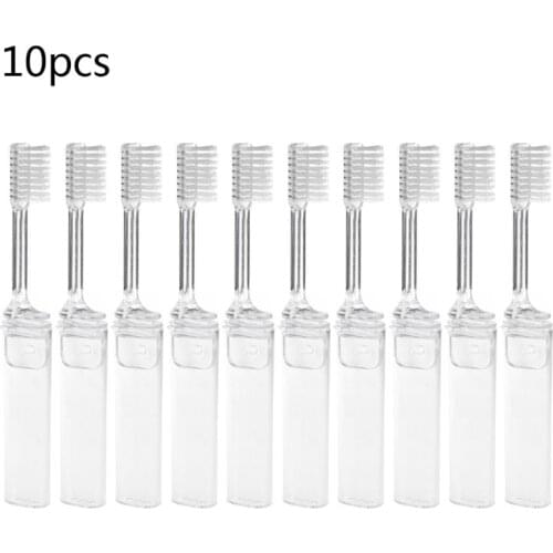 10Pcs Transparent Portable Disposable Plastic Folding Toothbrush Soft Bristles