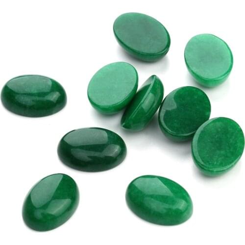 10pcs/pack natural stone green jade oval ring DIY handmade time gem patch ring inlaid with 10*14mm jewelry accessories
