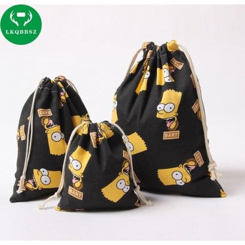 3Pcs/set Cartoon print cotton canvas dust cloth bag Clothes socks/underwear shoes receive bag home Sundry kids toy storage bags
